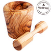 Olive Wood Round Mortar and Pestle Set